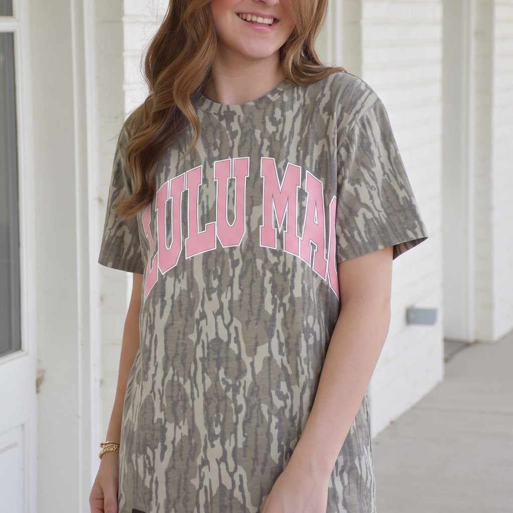 LM-TS-1001 LM MOSSY OAK BOTTOMLAND PRINT TEE W/ LIGHT PINK