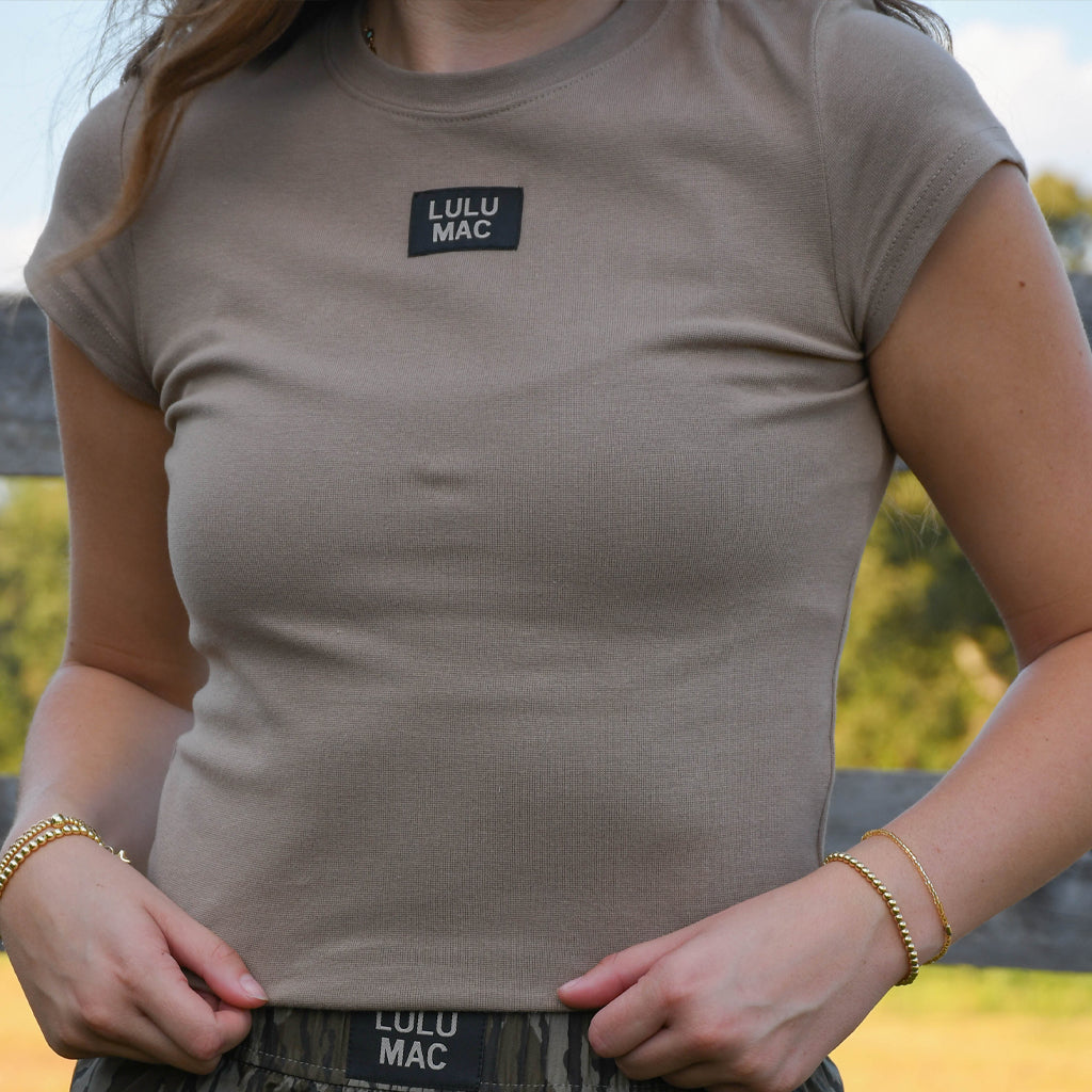 LM-TP1000- BABY DOLL TOP SS-DK TAUPE