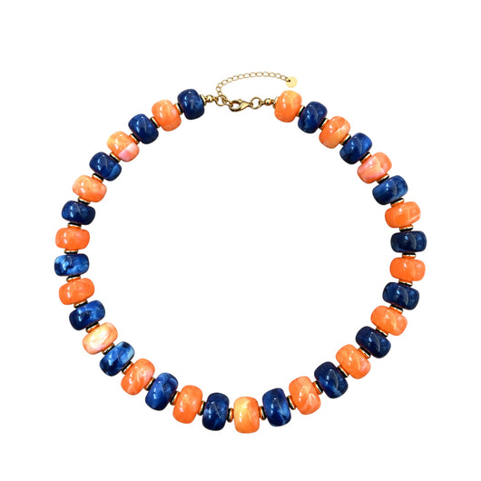 LM-NK-1006 BEADED NECKLACE - ORANGE/NAVY