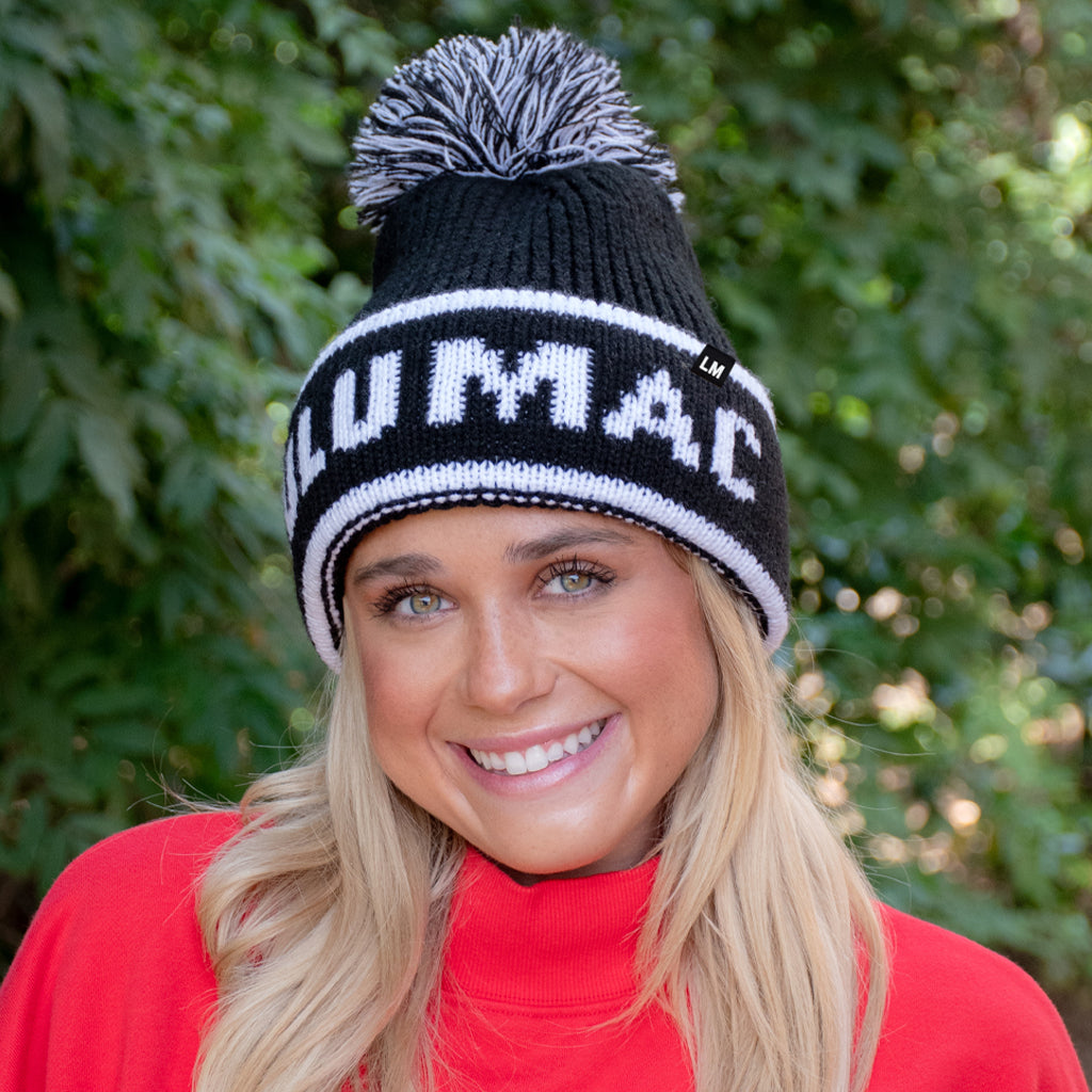 LM-BN-1001 LULU MAC KNIT POM BEANIE BLACK