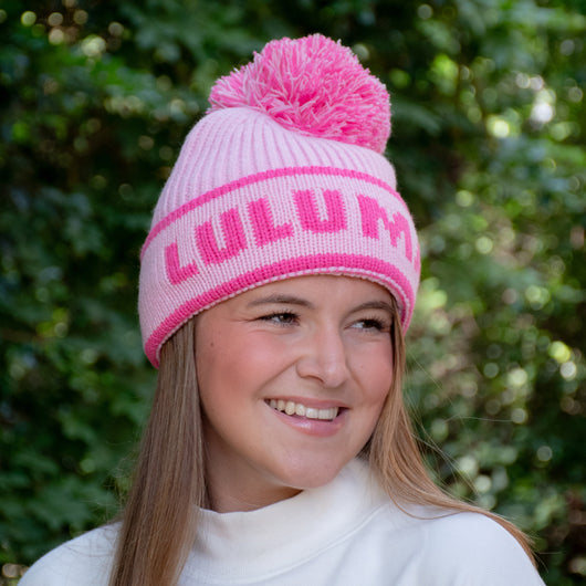 LM-BN-1001 LULU MAC KNIT POM BEANIE PINK