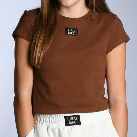 LM-TP1000- BABY DOLL TOP SS-DARK BROWN