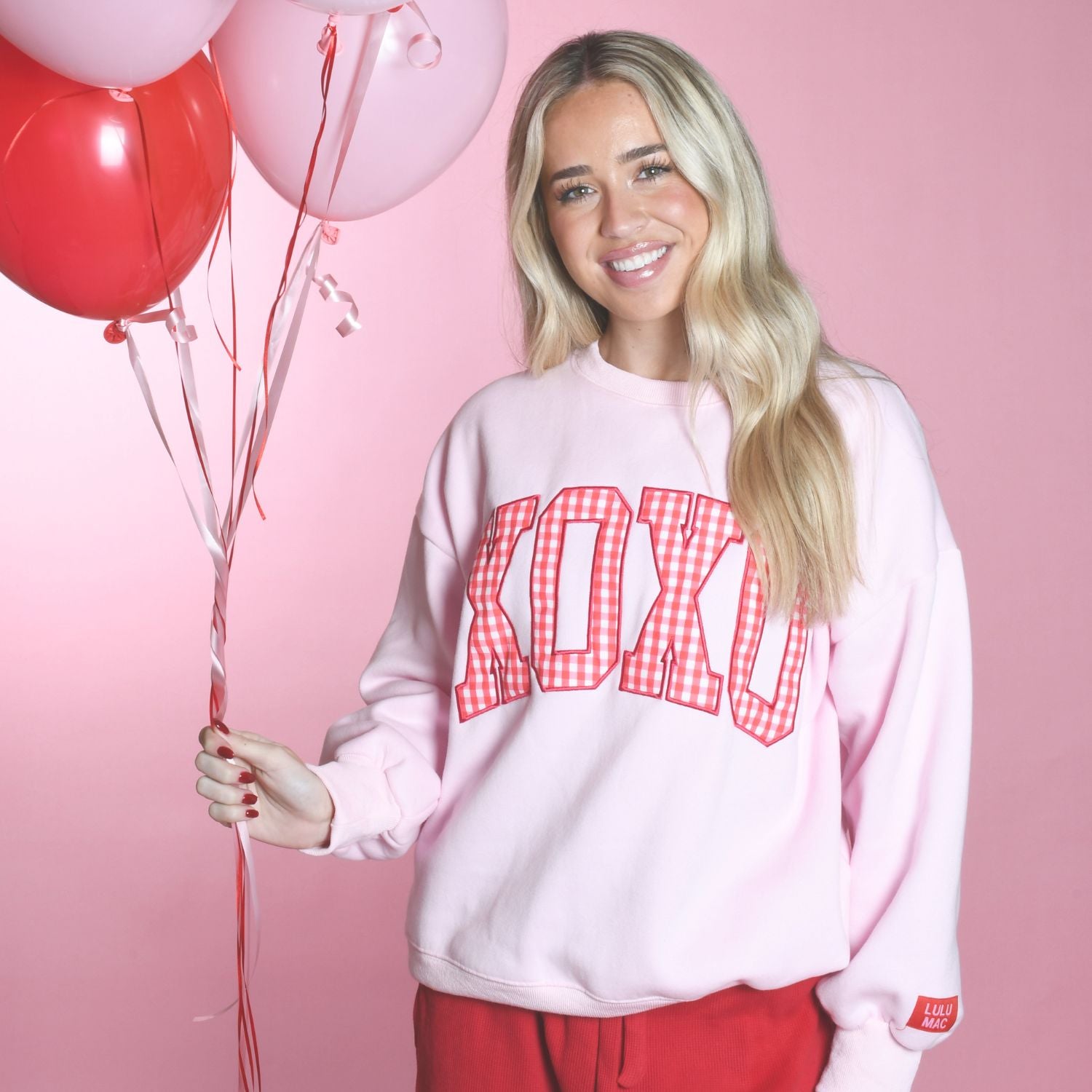 LM-SW-1006 XOXO PINK W/RED GINGHAM