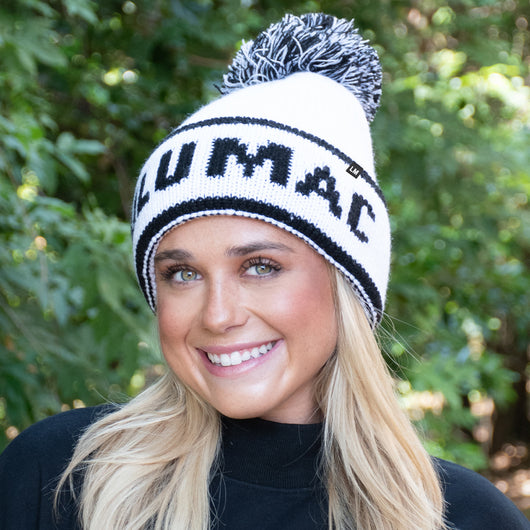 LM-BN-1001 LULU MAC KNIT POM BEANIE WHITE
