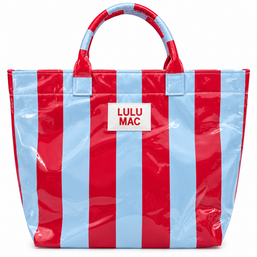 LM-BG-1003 TOTE BAG RED/LT BLUE STRIPE