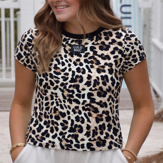 LM-TP1000 - PRINT BABY DOLL TOP SS-  LEOPARD