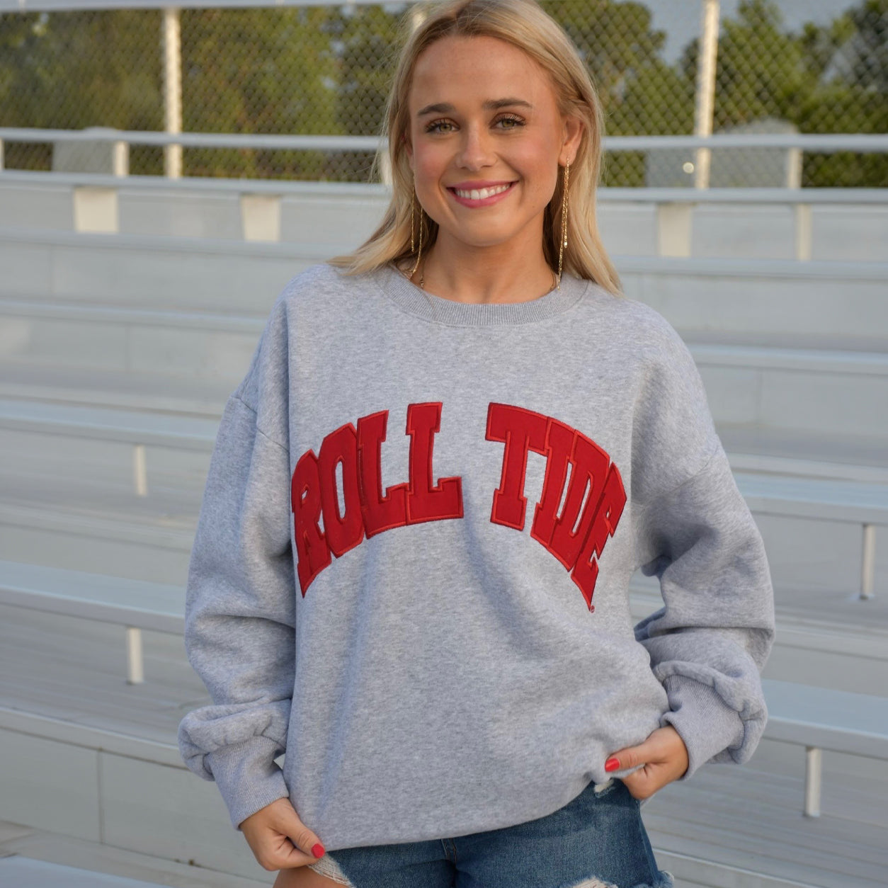AL-SW-2002 ROLL TIDE LULU MAC SWEATSHIRT- GREY