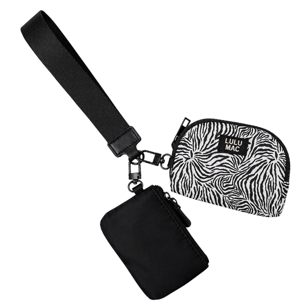 DP-8162 Zebra Print Lulu Mac Double Pouch Wristlet