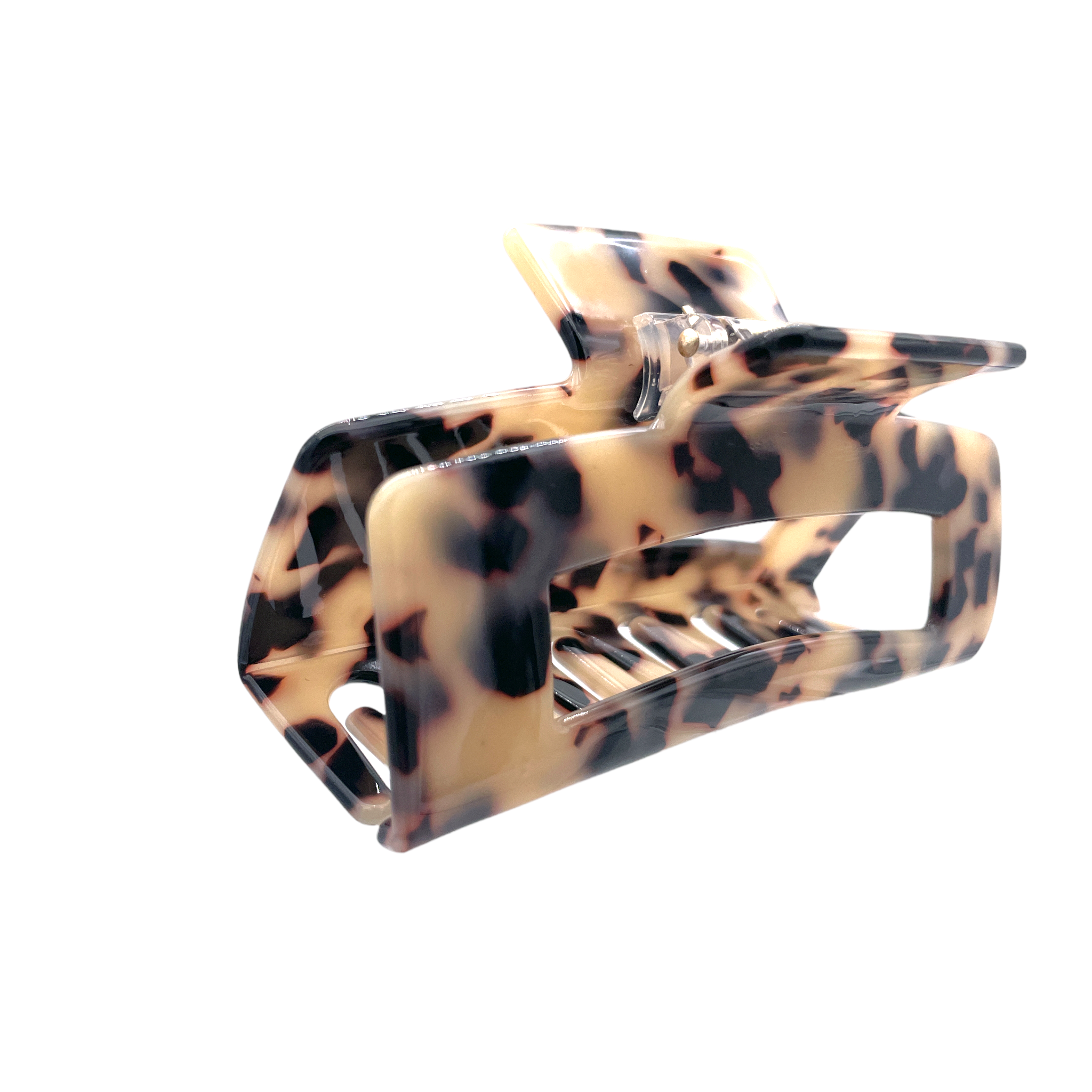 HCR-12M Large Rectangle Hair Clip-Leop Beige