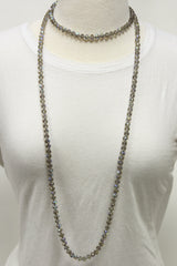 NK-2244 IRI TAUPE 60" hand knotted glass bead necklace
